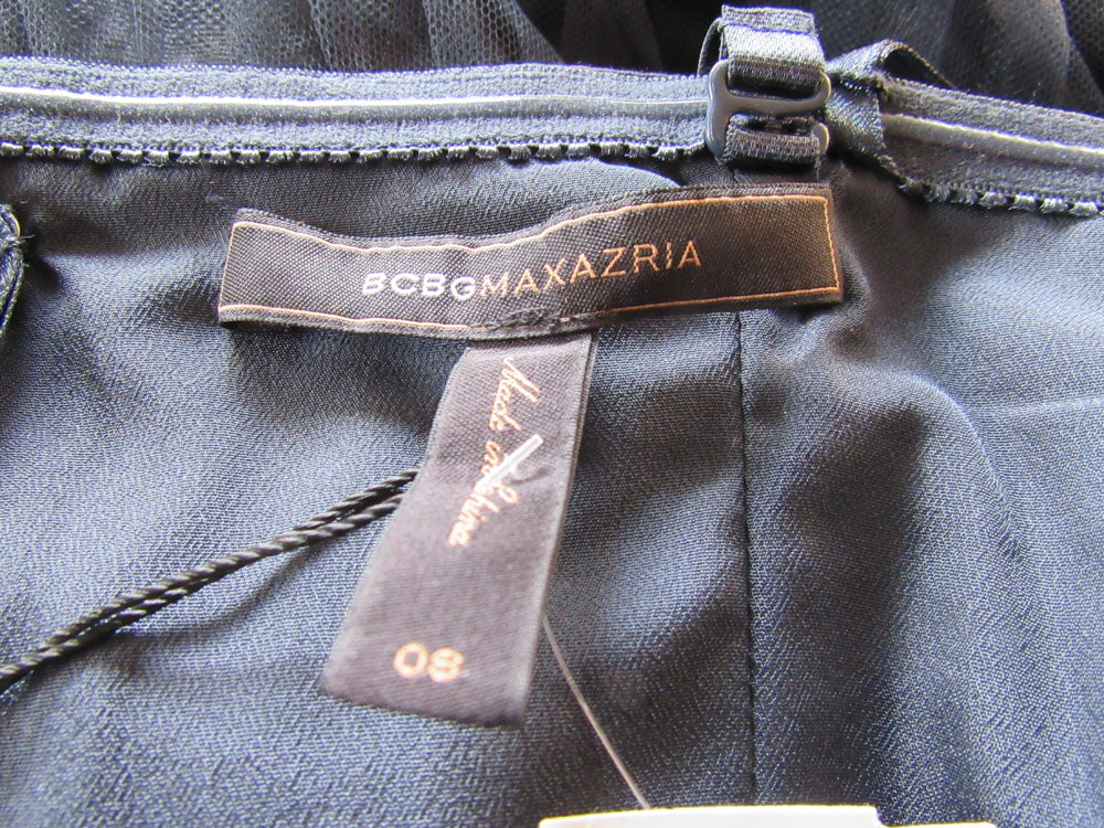 BCBG Maxazria Silk Sheer Grey Glitter Paisleys Novelty Dress Size 2