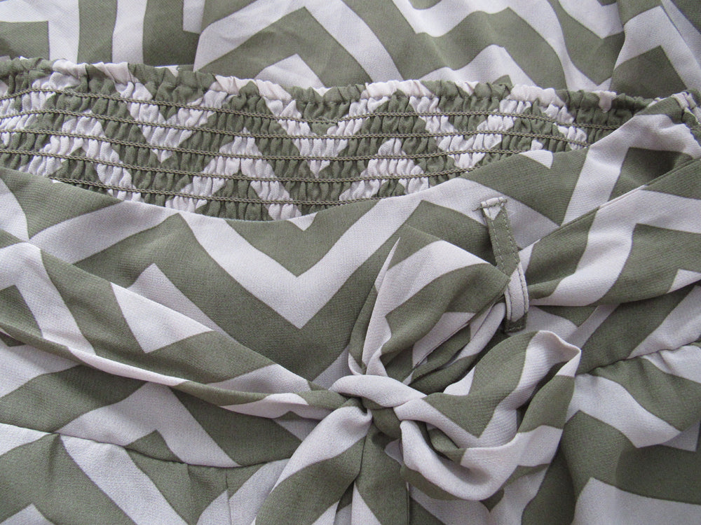 HEARTSOUL Elastic Bow Tie Waist Sheer Chevron Wide Leg Pants