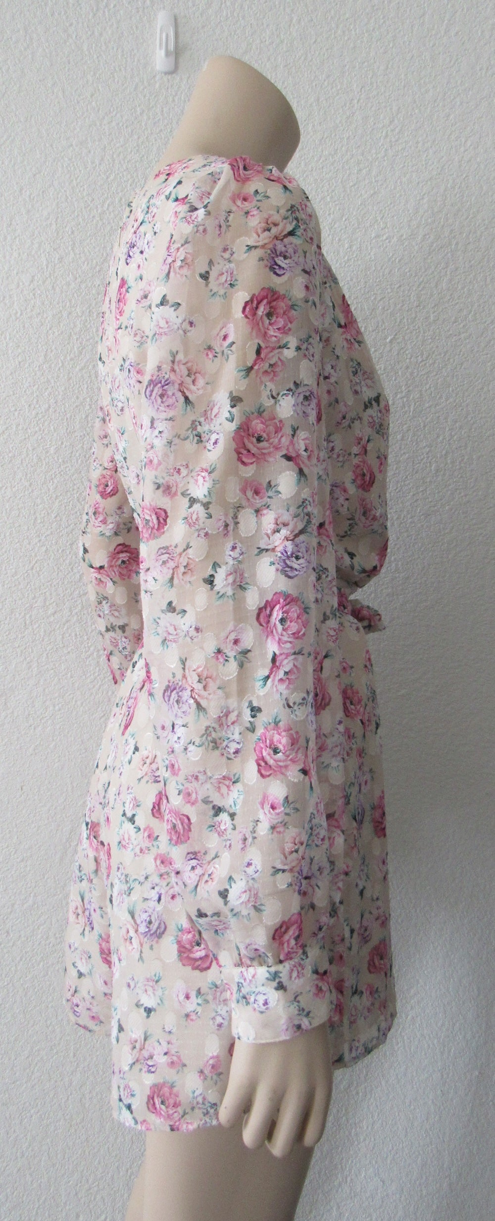 EXPRESS Floral V Neck Long Sleeve Tie-Belt Romper Party Dress