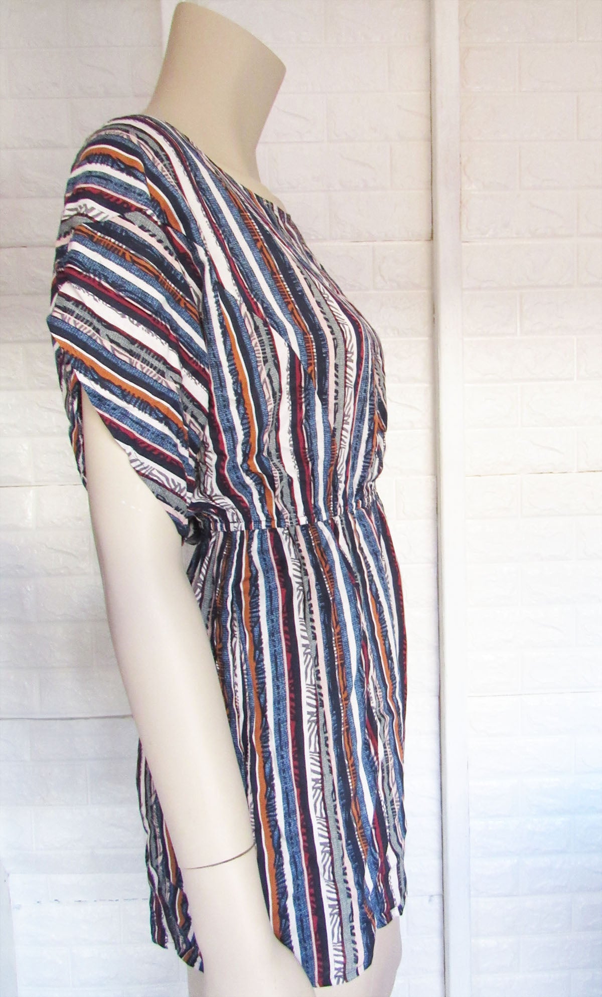 BCBGeneration Striped Boat Neck Cut Back Romper