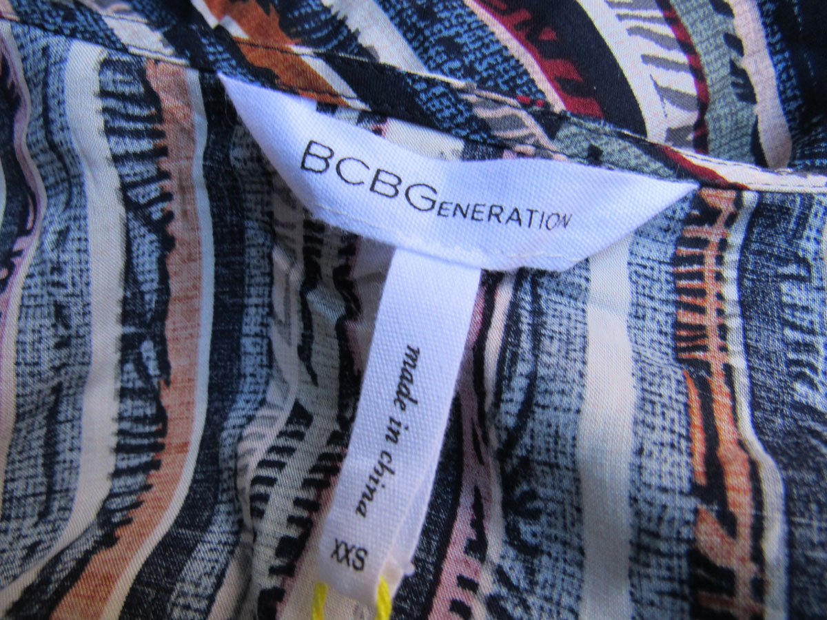 BCBGeneration Striped Boat Neck Cut Back Romper