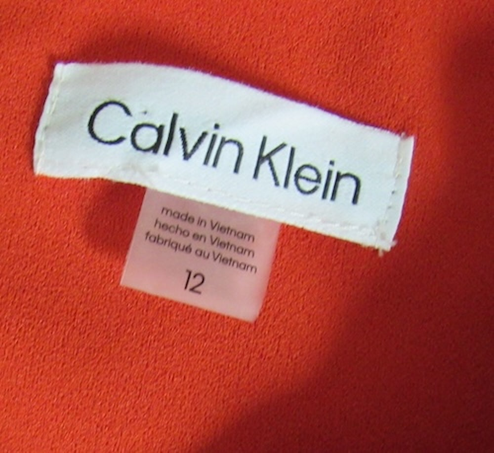 Calvin Klein Bow Neckline Split Sheath Bow Tie Shoulder Dress 12