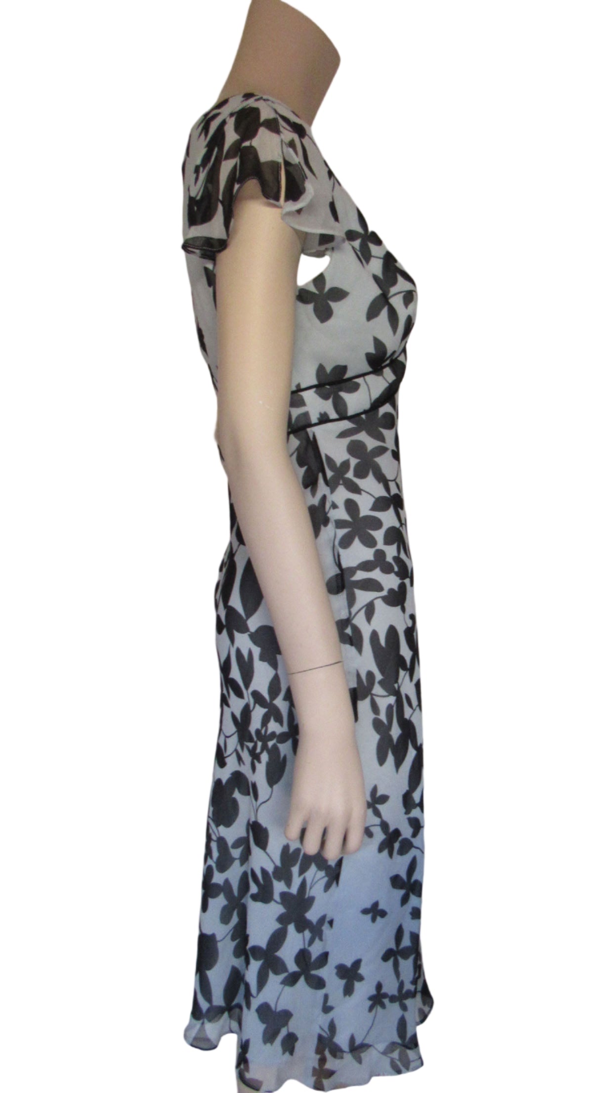 BCBGMAXZARIA V Neck Floral Silky Midi Dress