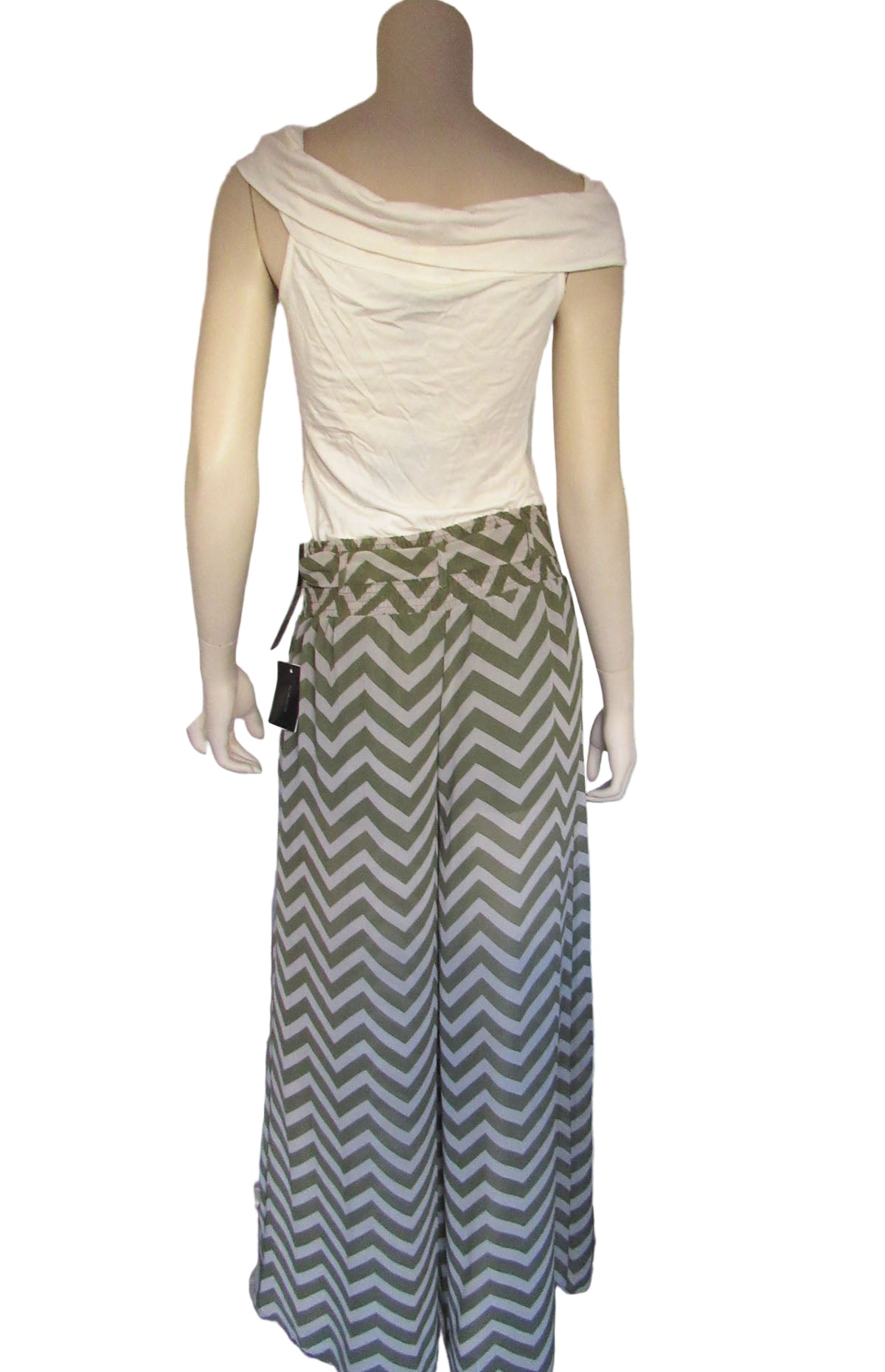 HEARTSOUL Elastic Bow Tie Waist Sheer Chevron Wide Leg Pants