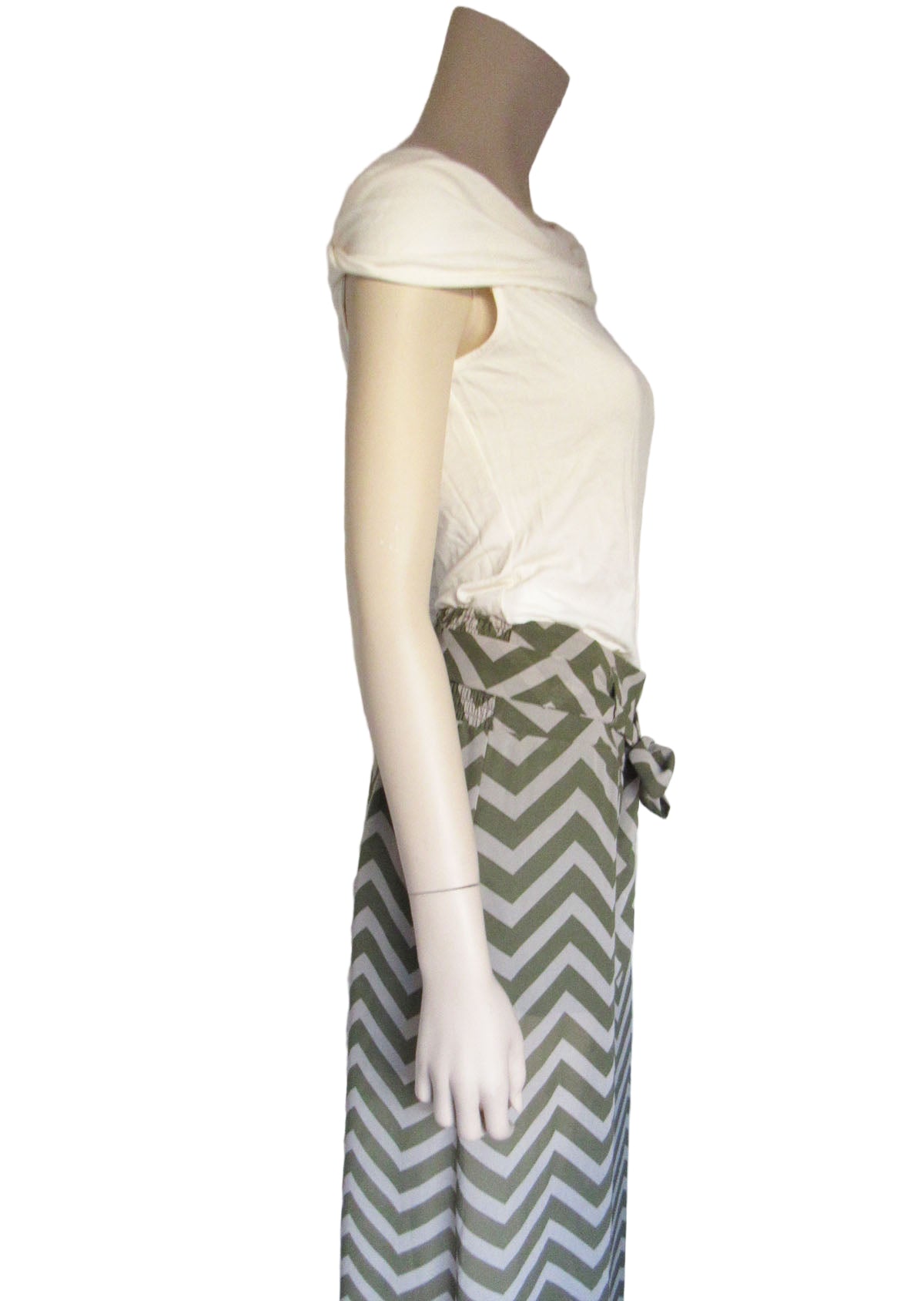 HEARTSOUL Elastic Bow Tie Waist Sheer Chevron Wide Leg Pants