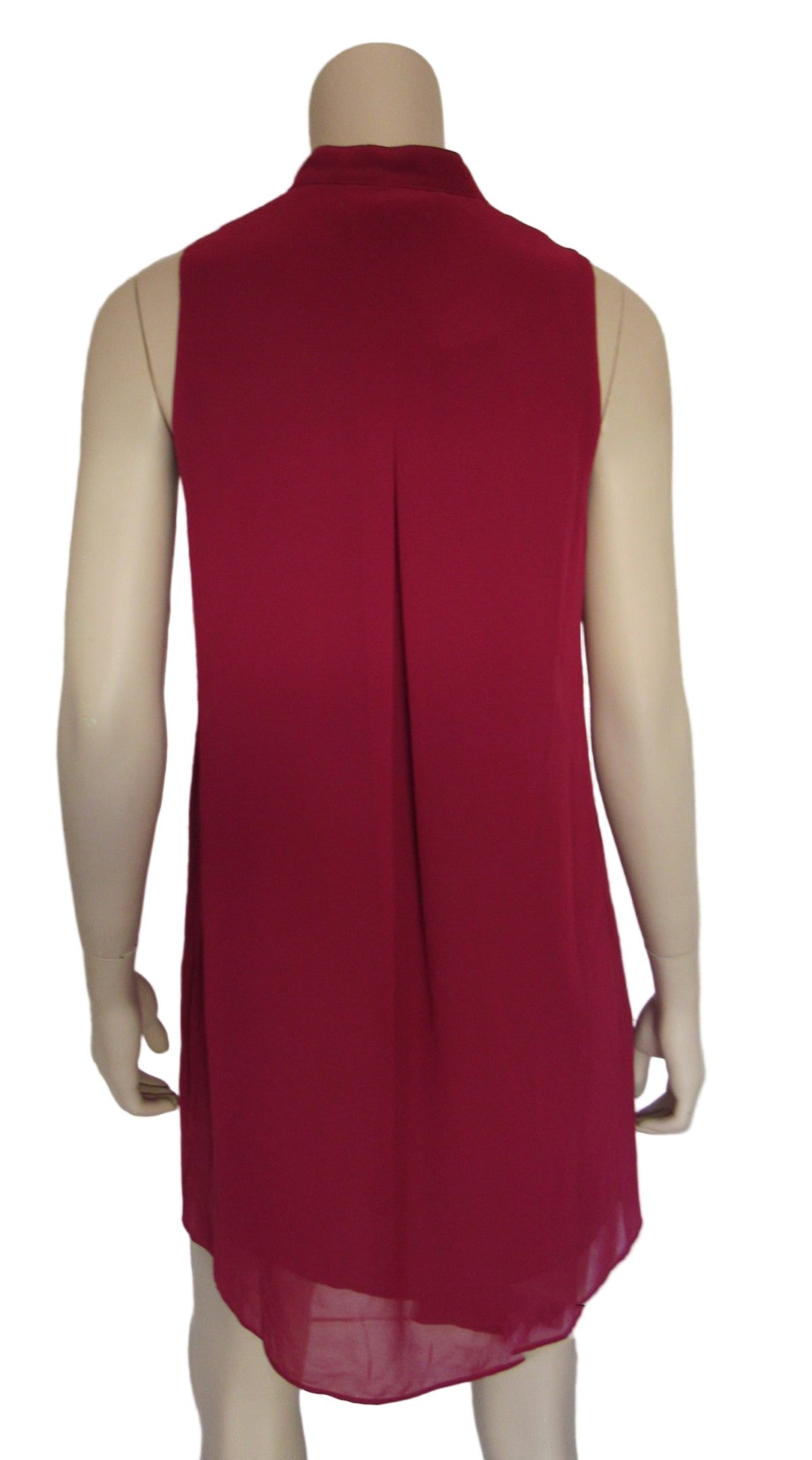 BCBGeneration Ruffle High V Neck A-Line Garnet Party Cocktail Dress