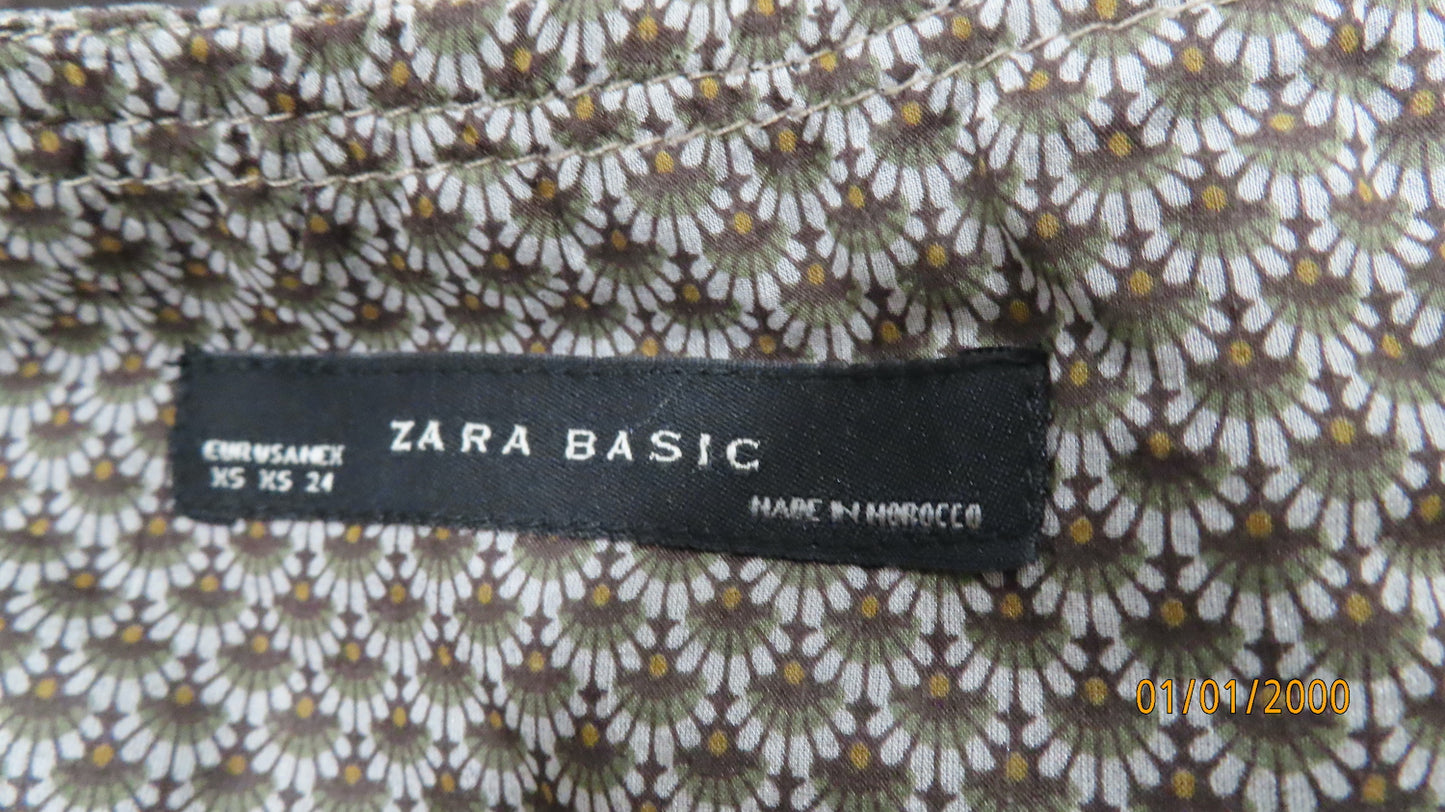 BCBGMAXZARIA Floral Puff Sleeve Ruffle Neckline Top Blouse