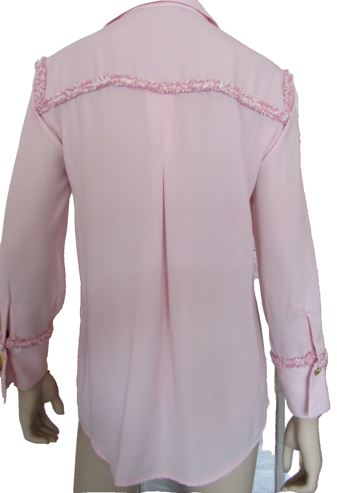 ZARA Long Sleeve Fringe Engrave Button Blouse Shirt Top