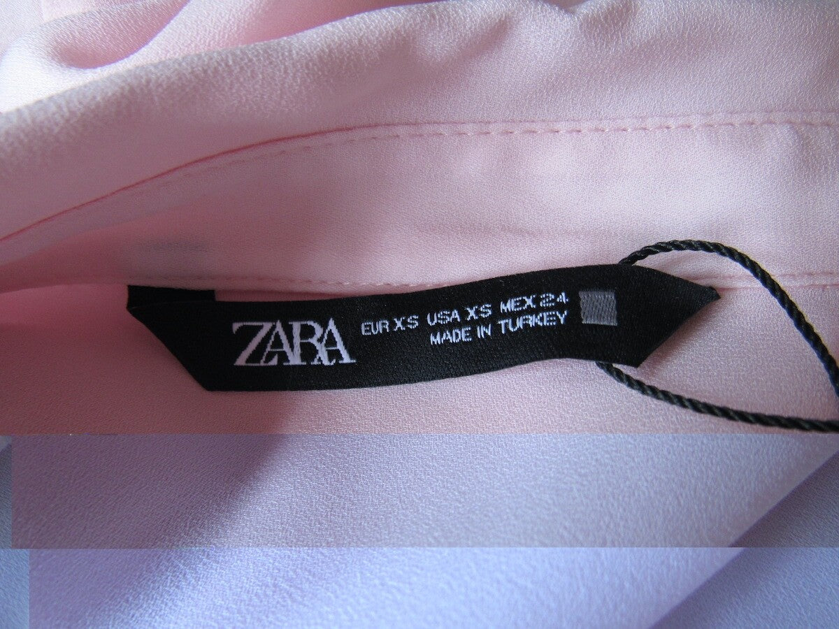 ZARA Long Sleeve Fringe Engrave Button Blouse Shirt Top