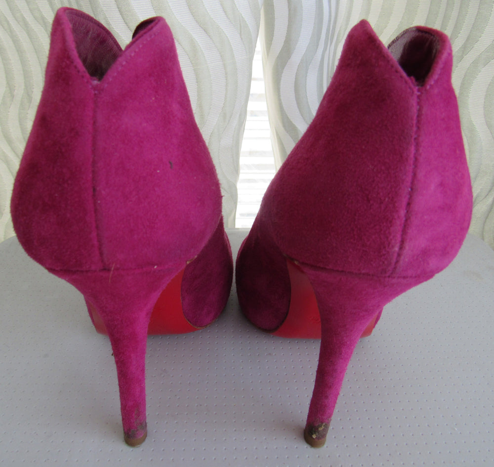 CHRISTIAN LOUBOUTIN Suede Open Toe Heels