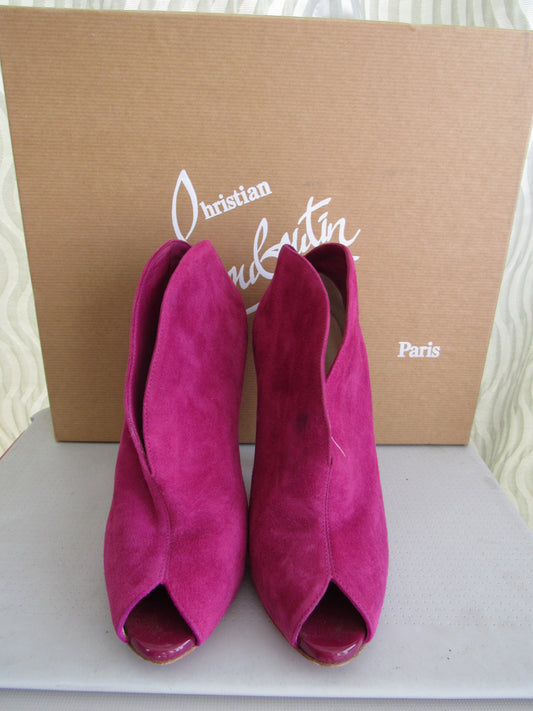 CHRISTIAN LOUBOUTIN Suede Open Toe Heels