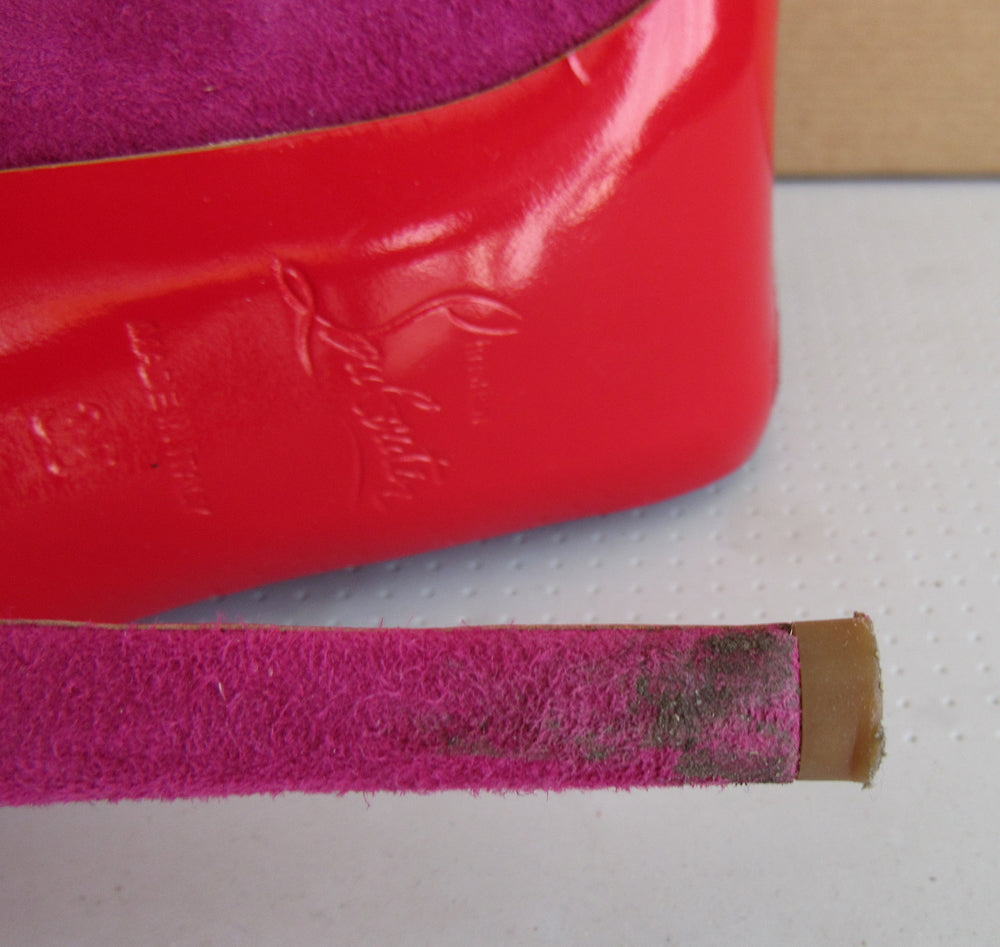 CHRISTIAN LOUBOUTIN Suede Open Toe Heels