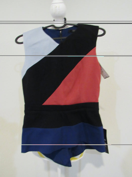 BCBGMAXAZRIA Nataliah Black Comb Sleeveless Top Blouse