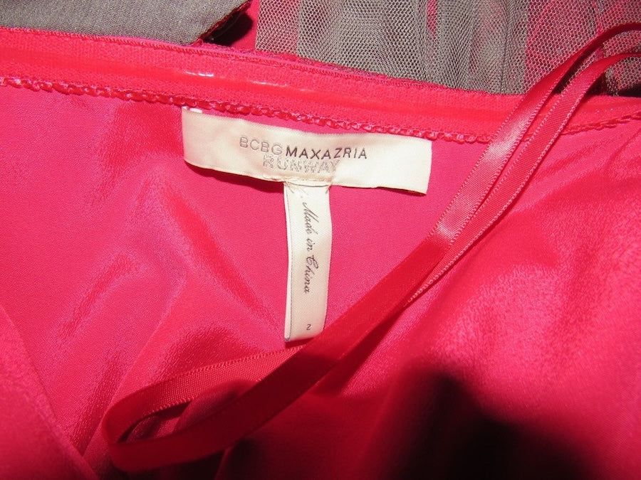BCBGMAXZARIA One Shoulder Bow Embellishment Strap Cocktail Dress
