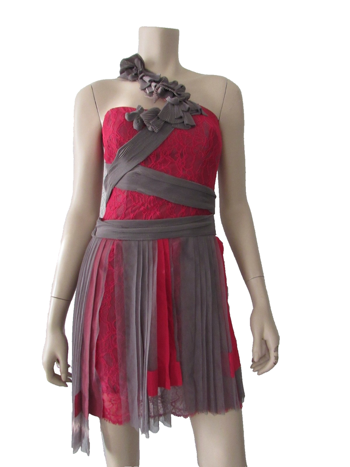 BCBGMAXZARIA One Shoulder Bow Embellishment Strap Cocktail Dress
