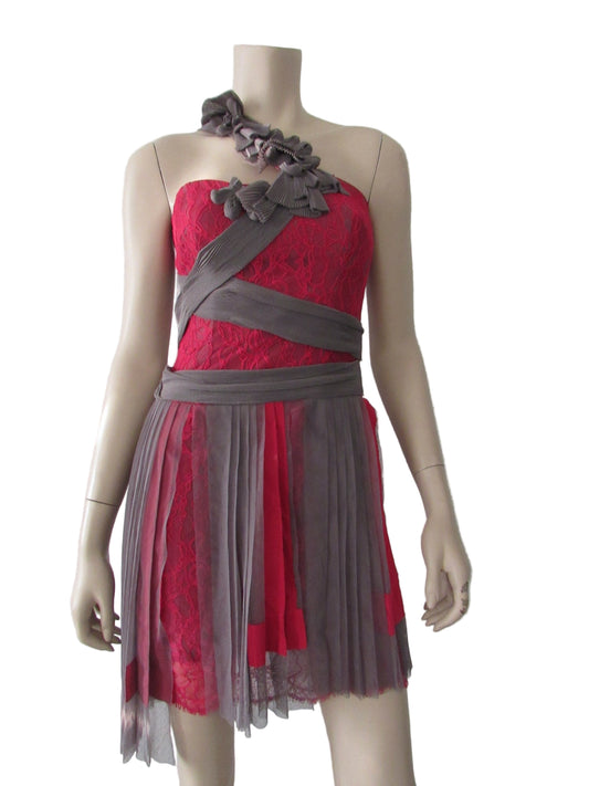 BCBGMAXZARIA One Shoulder Bow Embellishment Strap Cocktail Dress