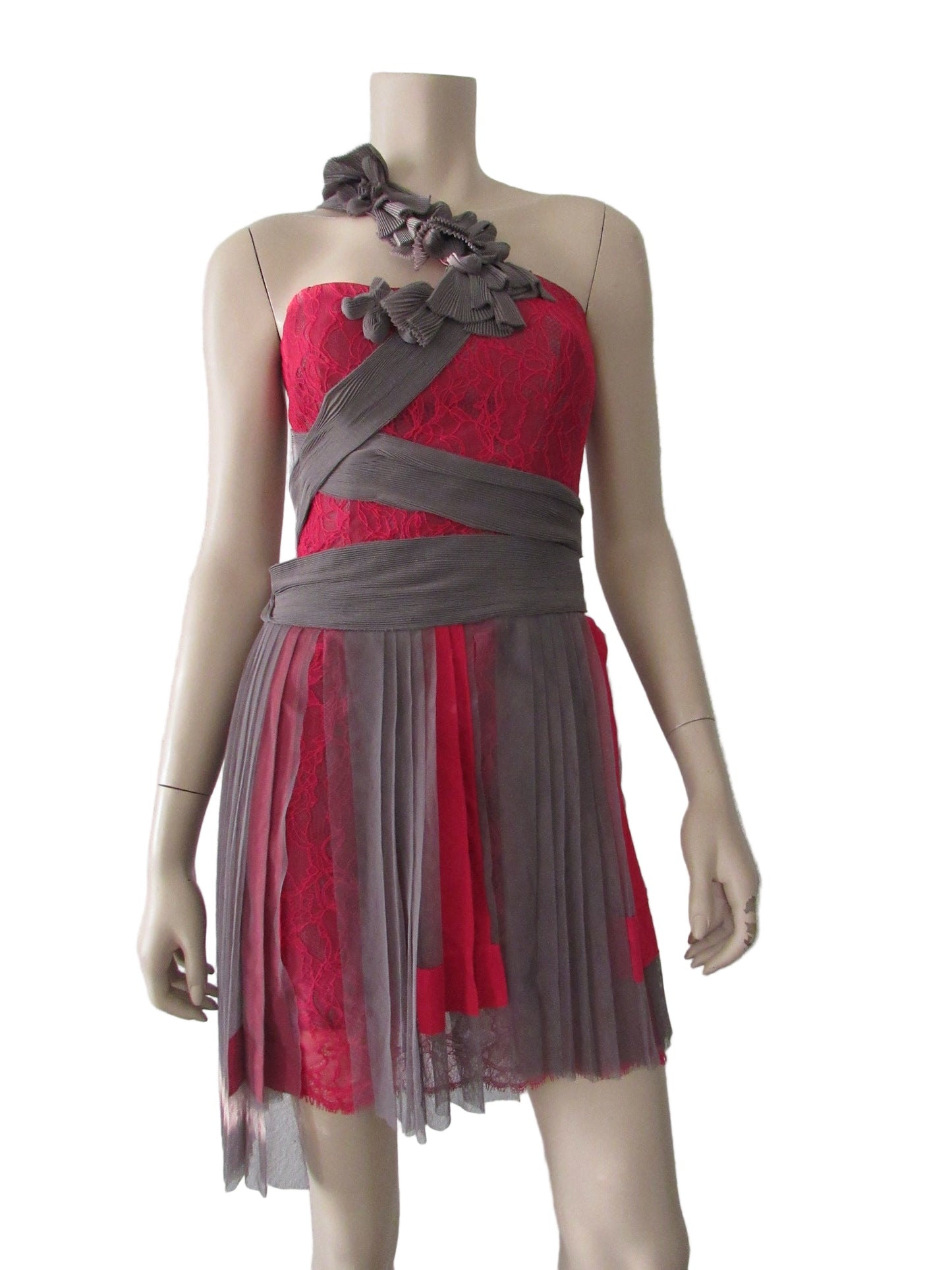 BCBGMAXZARIA One Shoulder Bow Embellishment Strap Cocktail Dress