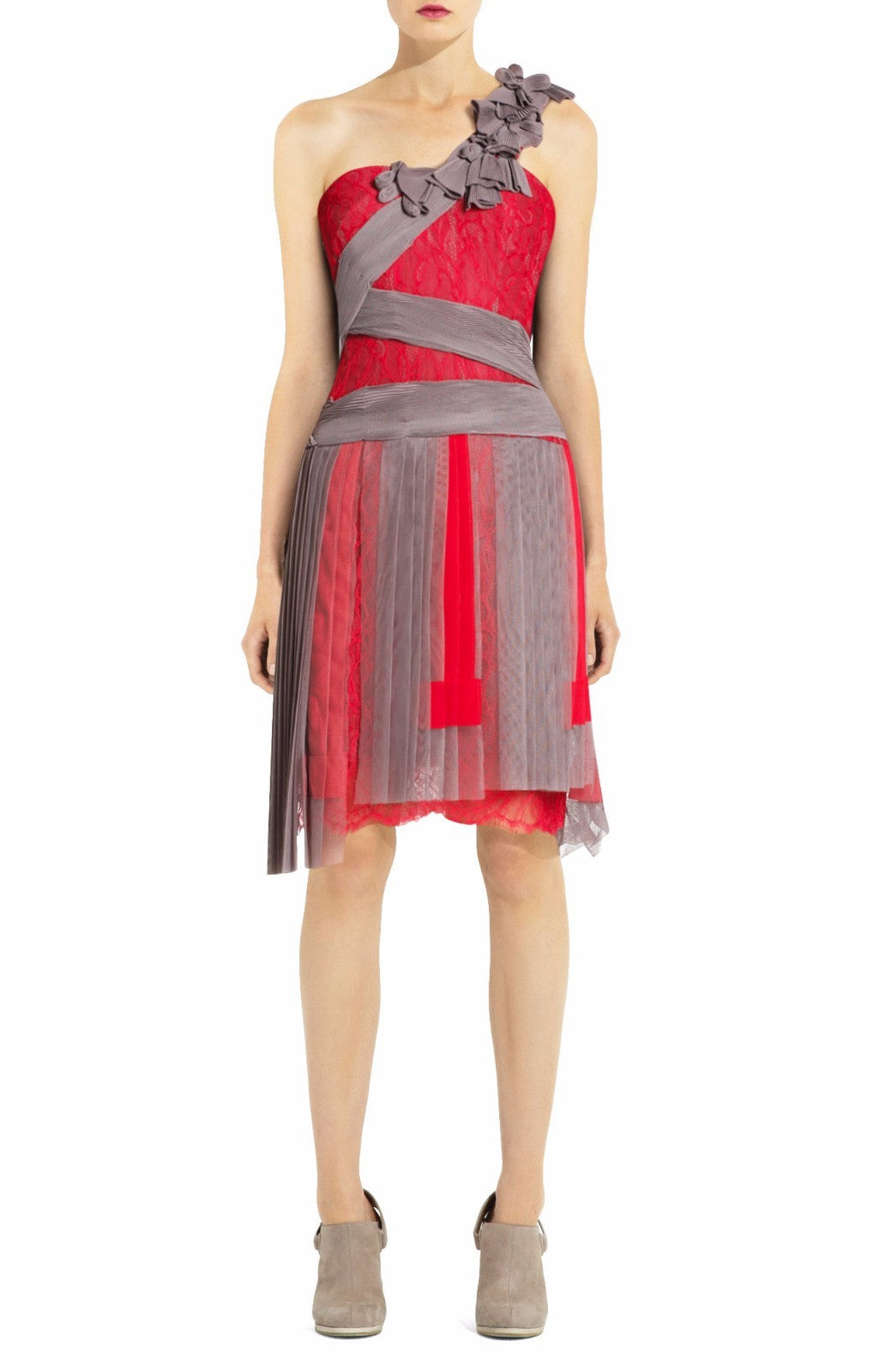 BCBGMAXZARIA One Shoulder Bow Embellishment Strap Cocktail Dress