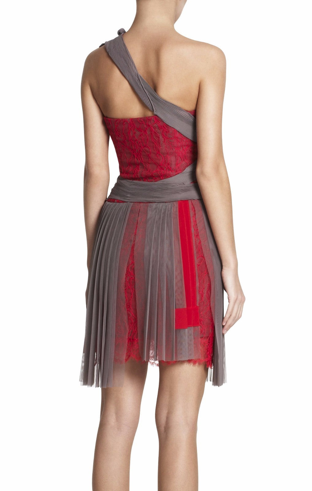 BCBGMAXZARIA One Shoulder Bow Embellishment Strap Cocktail Dress
