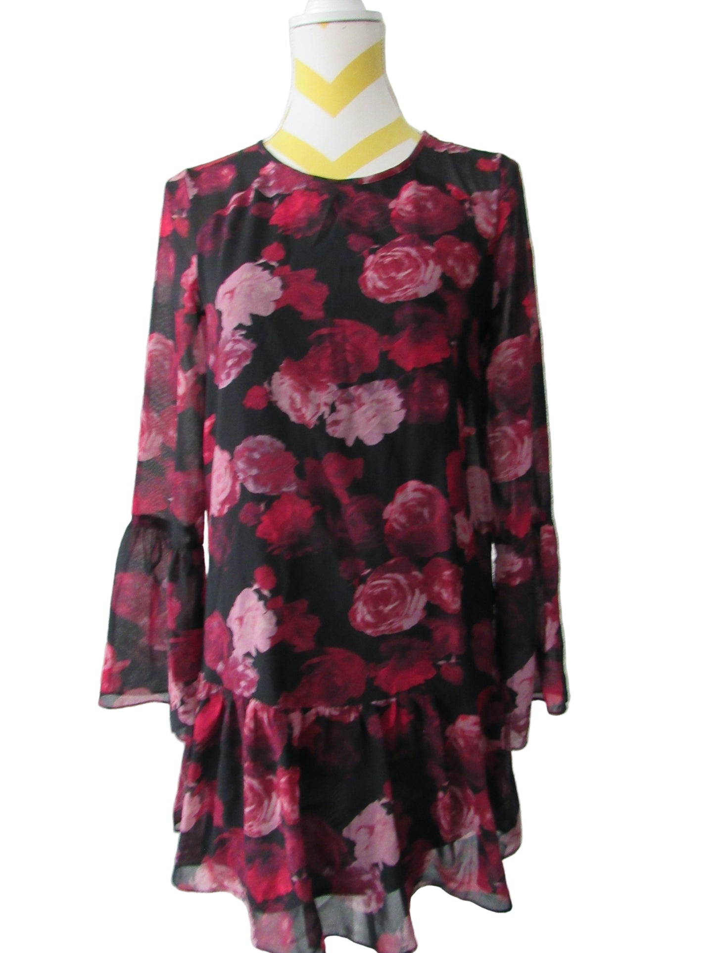 BCBGeneration Ruffle Dark Floral Dress XS