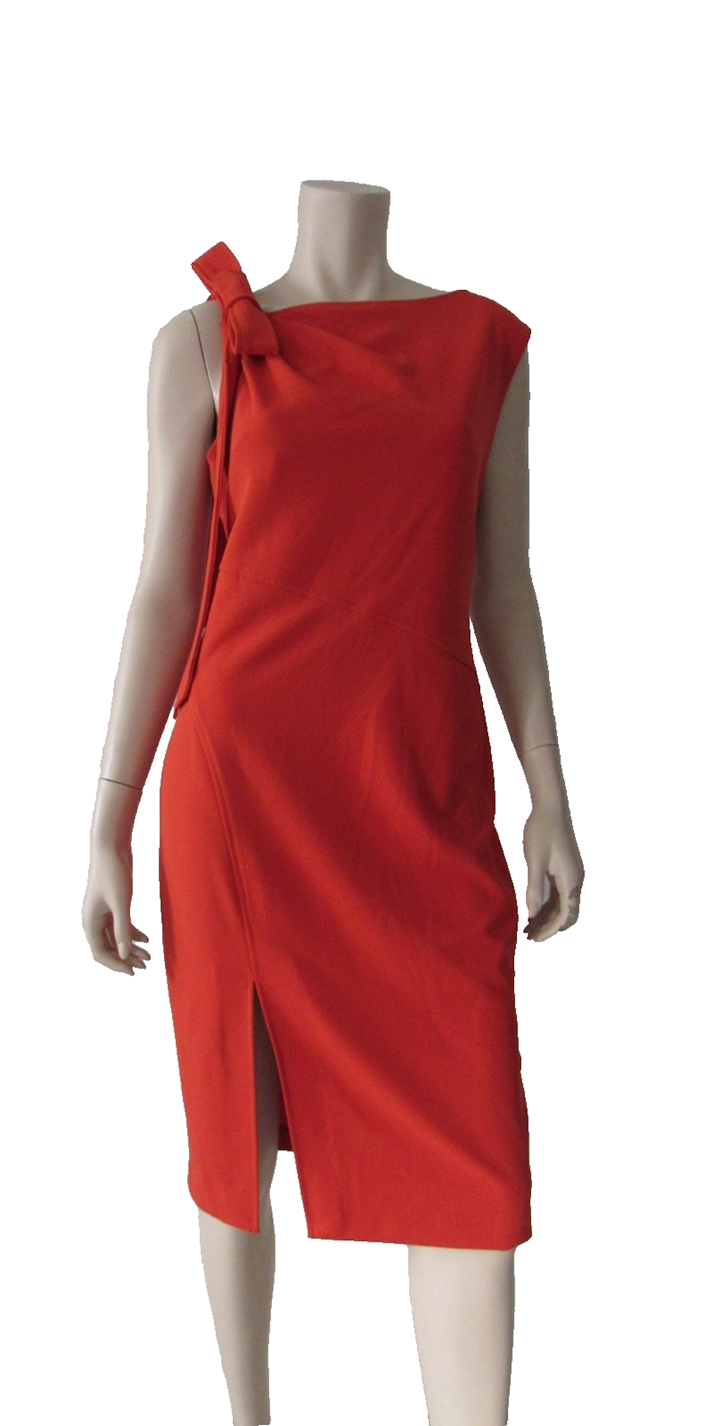 Calvin Klein Bow Neckline Split Sheath Bow Tie Shoulder Dress 12