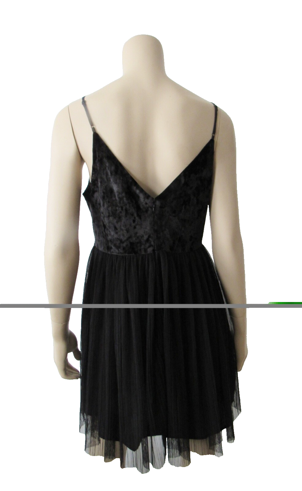 BCBGeneration Spaghetti Strap V Neck Velvet Sheer Cocktail Dress