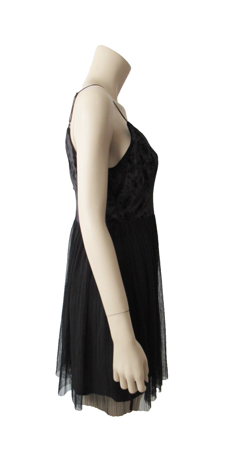 BCBGeneration Spaghetti Strap V Neck Velvet Sheer Cocktail Dress