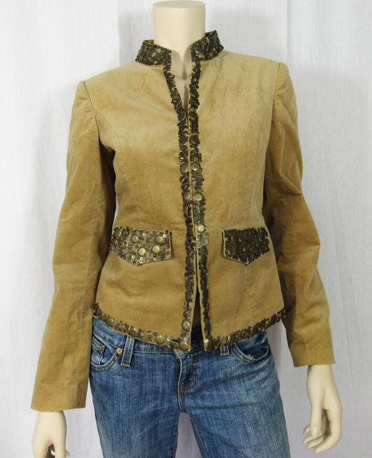 MICHAEL KORS Sequin Madarin Collar Night Out Crop Women's Jacket