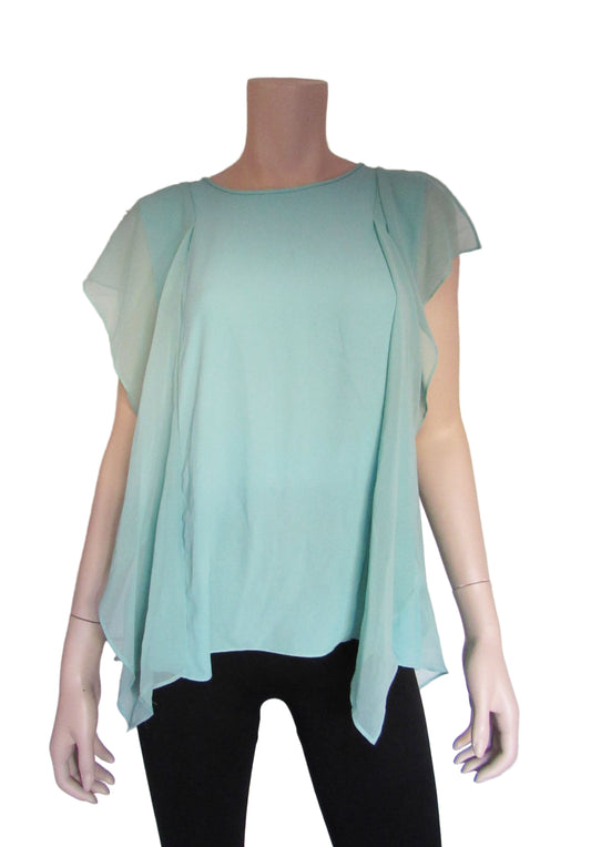 BCBGMAXAZRIA Ruffle Back Cut Out Sleeveless Party Cocktail Top Blouse