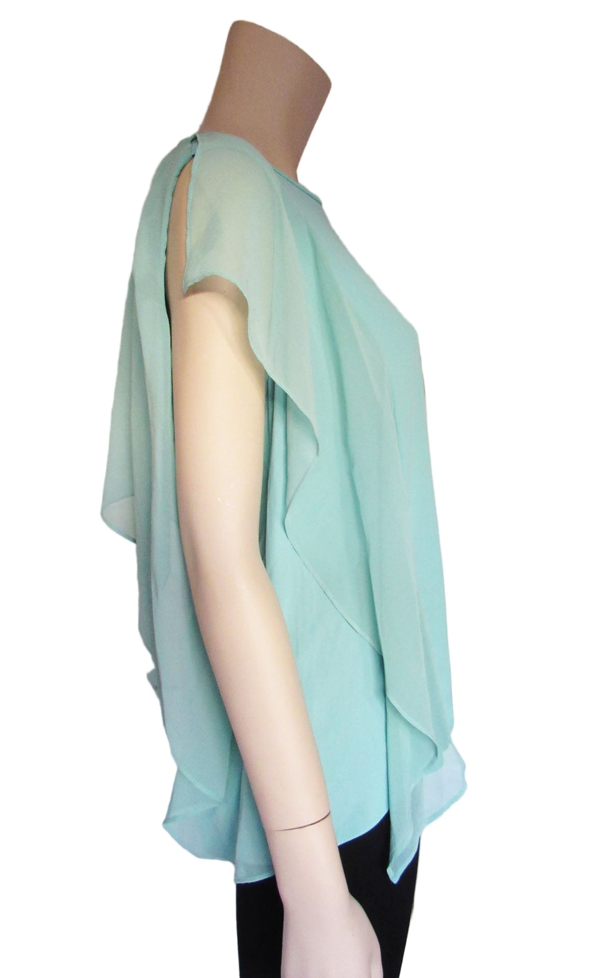 BCBGMAXAZRIA Ruffle Back Cut Out Sleeveless Party Cocktail Top Blouse